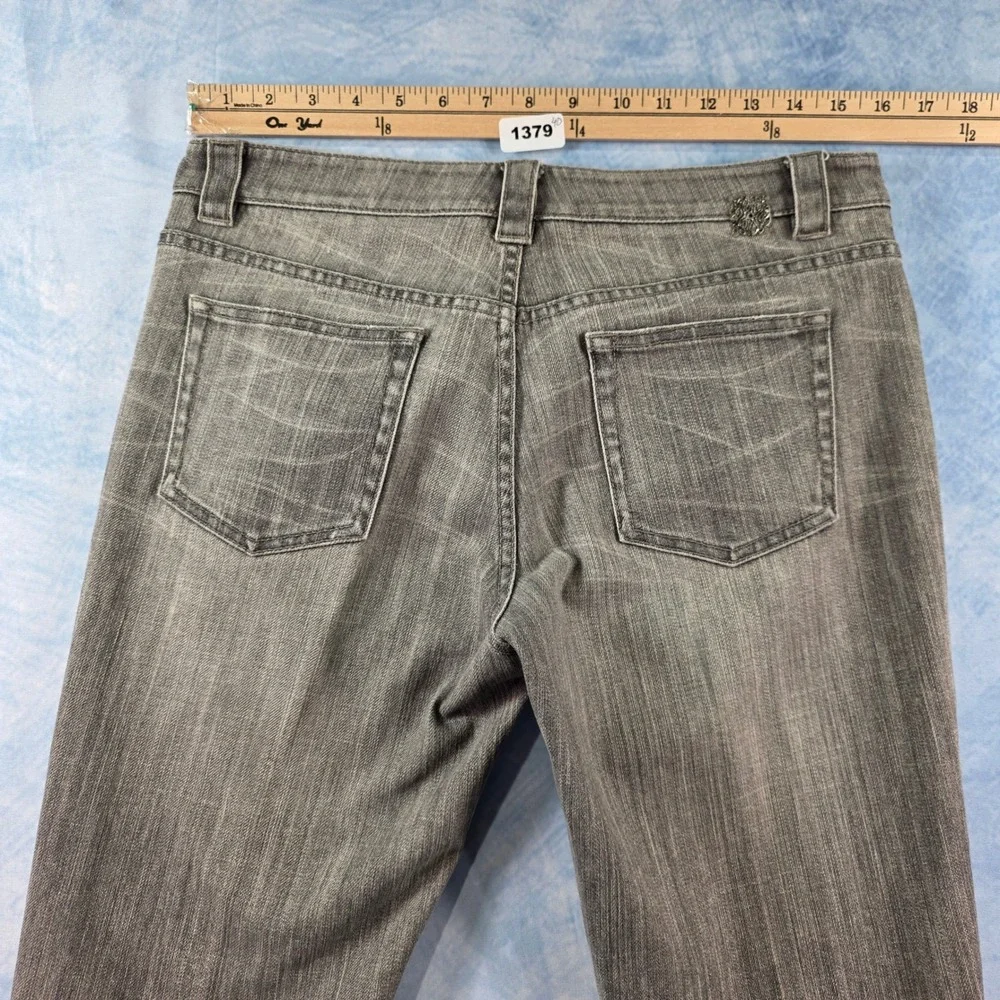 Elie Tahari Gray Wash Bootcut Jeans Lace Trim‎ Waistband Size 8 Womens